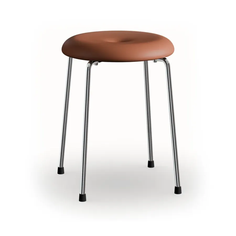 Taburett pall, Cognac läder-kromat stativ, 45 cm^Lammhults