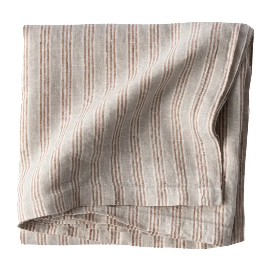 linneduk 145x145 cm, Hazelnut stripe^Tell Me More Best