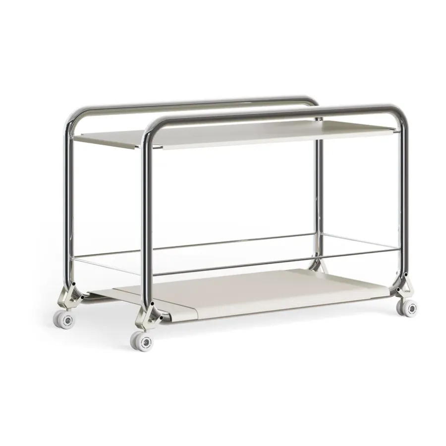 Tension rullvagn, Krom-beige-beige lädermatta^Lammhults Hot