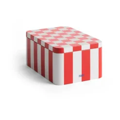 Boxar & Askar-HAY Tin Container förvaringsburk small, Red-off white