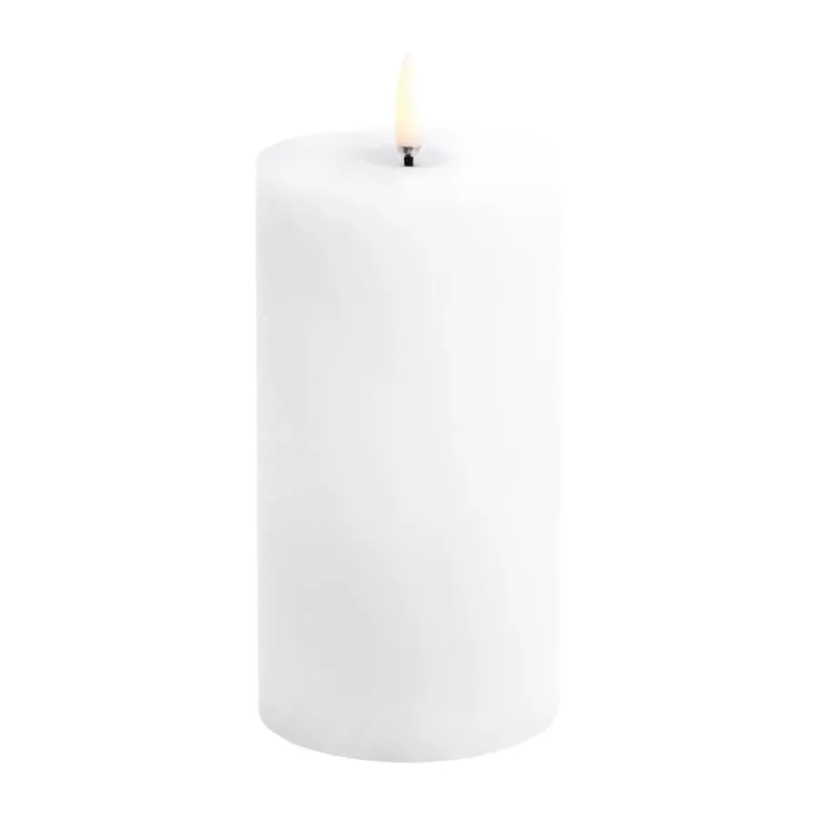 Uyuni LED Blockljus melted, Vit rustic, Ø7,8x15 cm^Uyuni Lighting Discount