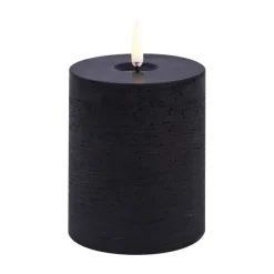 Led-Ljus-Uyuni Lighting Uyuni LED Blockljus melted, Svart rustic, Ø7,8x10 cm