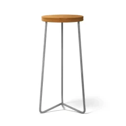 V-1 pall, Teak-varmförzinkat stålstativ, 63 cm^Grythyttan Stålmöbler Best