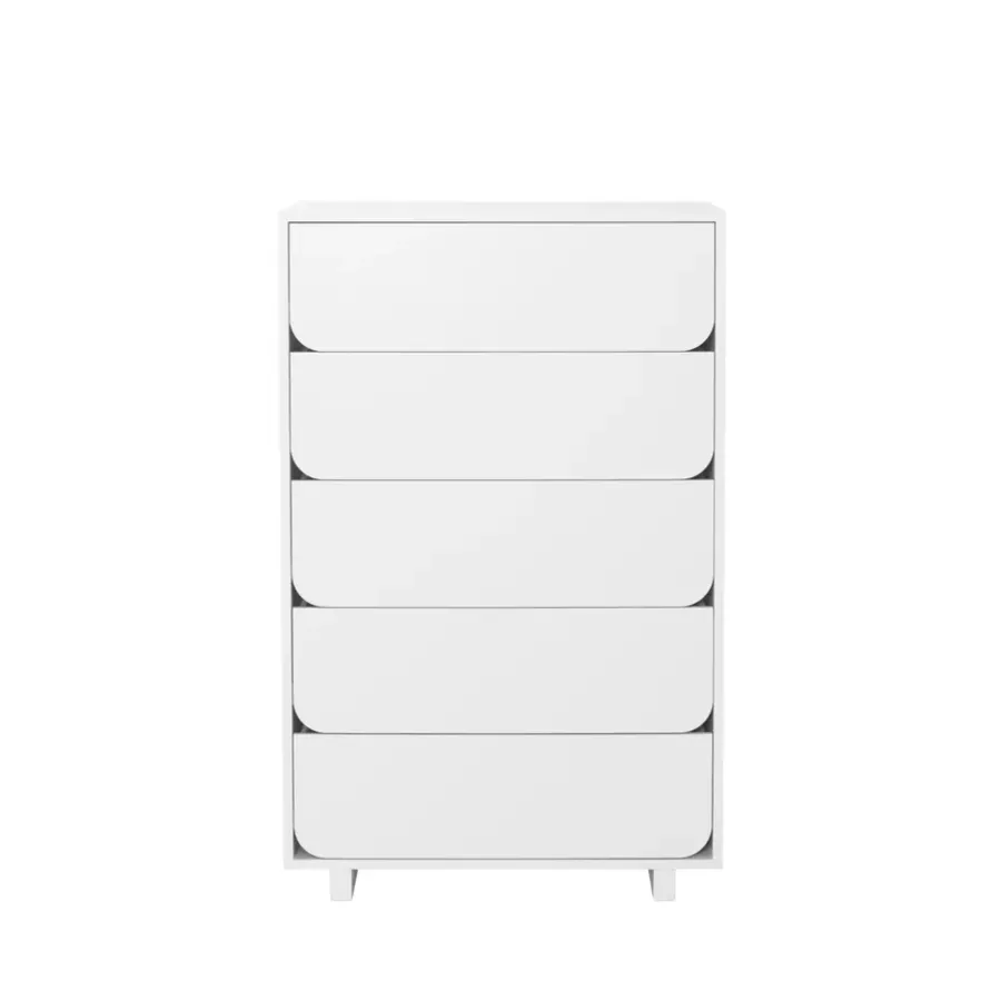 Byråer & Hurtsar|Byråer & Hurtsar-1898 Vidja hög byrå, vit lack, 5 lådor