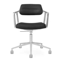 Kontorsstolar & Skrivbordsstolar-Vipp 453+ Swivel kontorsstol med hjul, Pol. aluminium-black leather