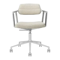 Kontorsstolar & Skrivbordsstolar-Vipp 453+ Swivel kontorsstol med hjul, Wavy off white-light grey-pol. aluminium