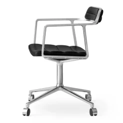 Kontorsstolar & Skrivbordsstolar-Vipp 452 Swivel kontorsstol med hjul, Pol. aluminium-black leather