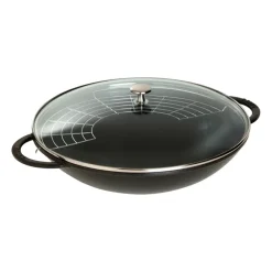 Wok med glaslock Ø37 cm 5,7 L, Svart^STAUB