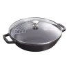 Wokpannor-STAUB Wok med glaslock Ø30 cm 4,4 L, Svart