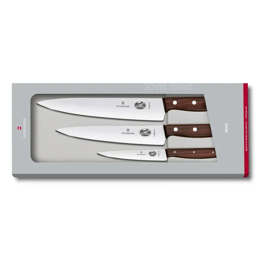 Knivset-Victorinox Wood Knivset 3 delar, Rostfritt stål-lönn